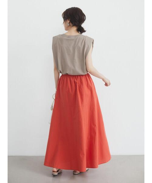 Green　Parks（グリーンパークス）の「ベルギーリネンブレンド 切替スカート＊（スカート・レディース・チャコールグレー/オレンジ/グリーン/モカ・FREE）」の11枚目の写真