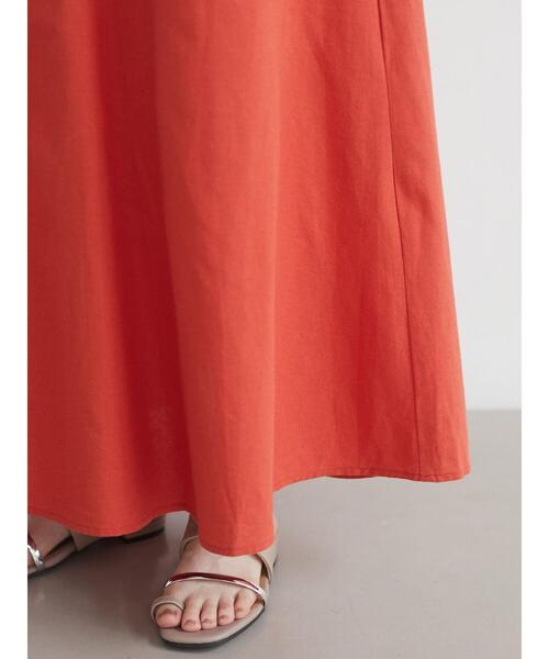 Green　Parks（グリーンパークス）の「ベルギーリネンブレンド 切替スカート＊（スカート・レディース・チャコールグレー/オレンジ/グリーン/モカ・FREE）」の15枚目の写真