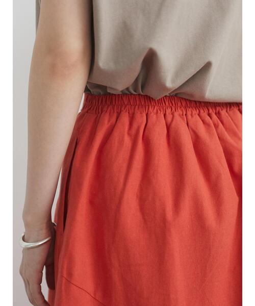 Green　Parks（グリーンパークス）の「ベルギーリネンブレンド 切替スカート＊（スカート・レディース・チャコールグレー/オレンジ/グリーン/モカ・FREE）」の17枚目の写真
