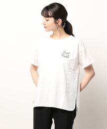 Samansa Mos2 | 【オーガニックコットン】ロゴ刺繍Tシャツ(Tシャツ/カットソー)