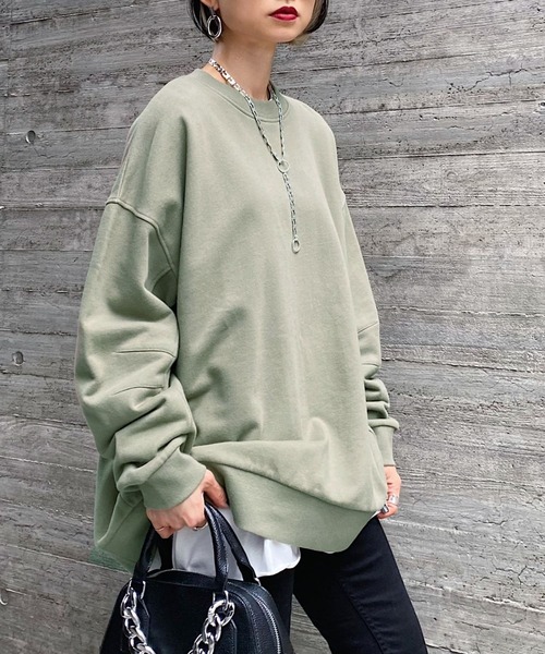 PAGEBOY（ページボーイ）の「スローサイズスウェットプルオーバー（スウェット・レディース・ブラック/オリーブ/オートミール/ブラウン系その他/アクア・FREE）」の4枚目の写真