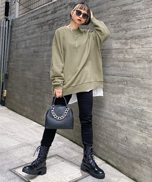 PAGEBOY（ページボーイ）の「スローサイズスウェットプルオーバー（スウェット・レディース・ブラック/オリーブ/オートミール/ブラウン系その他/アクア・FREE）」の12枚目の写真