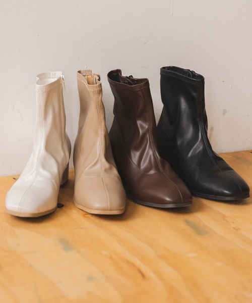 WEGO（ウィゴー）の「WEGO/ストレッチショートブーツ（ブーツ・レディース・ブラック/オフホワイト/ベージュ/ブラウン・MEDIUM/LARGE/X-LARGE/SMALL）」の21枚目の写真