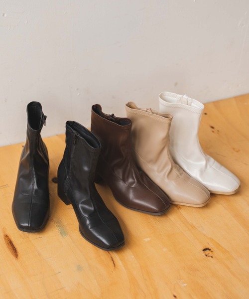 WEGO（ウィゴー）の「WEGO/ストレッチショートブーツ（ブーツ・レディース・ブラック/オフホワイト/ベージュ/ブラウン・MEDIUM/LARGE/X-LARGE/SMALL）」の22枚目の写真