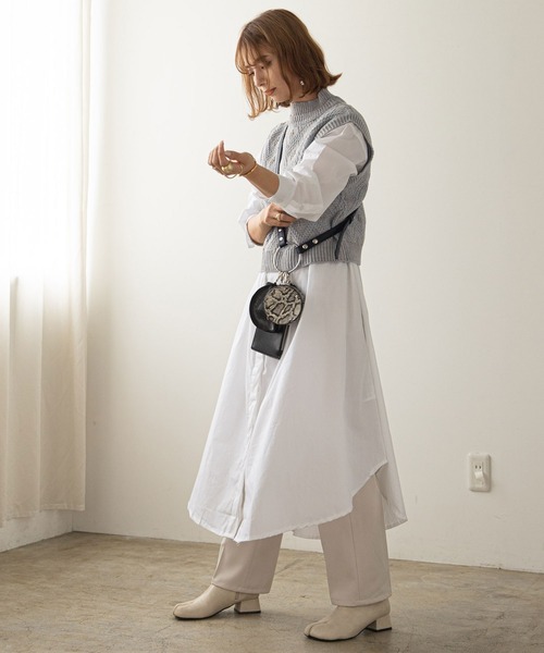 rectangle(レクタングル)の「ジオメ柄ニットベスト(ベスト・レディース・グレー/オレンジ・FREE)」の10枚目の写真