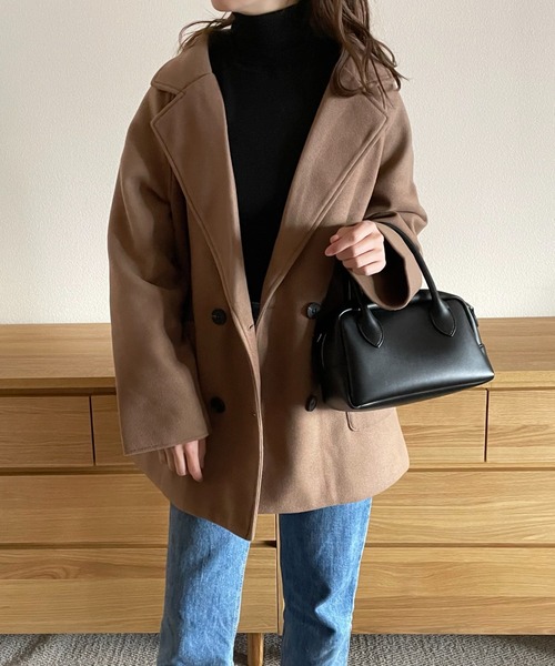 emi+(エミプラス)の「チュニックチェスターコート(テーラードジャケット・レディース・アイボリー/ブラック/モカ/キャメル/モスグリーン・M/L)」の1枚目の写真