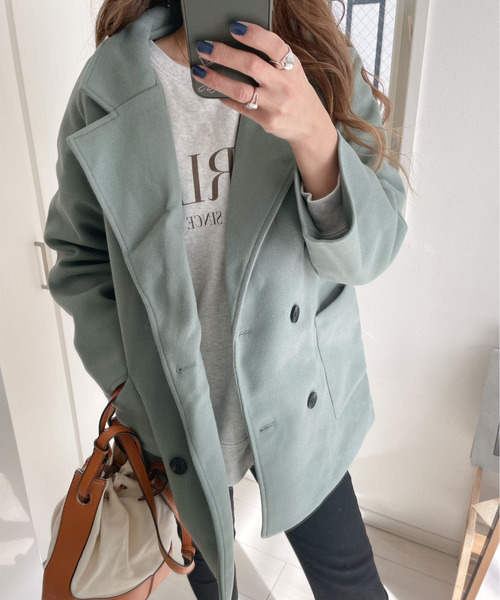 emi+(エミプラス)の「チュニックチェスターコート(テーラードジャケット・レディース・アイボリー/ブラック/モカ/キャメル/モスグリーン・M/L)」の11枚目の写真