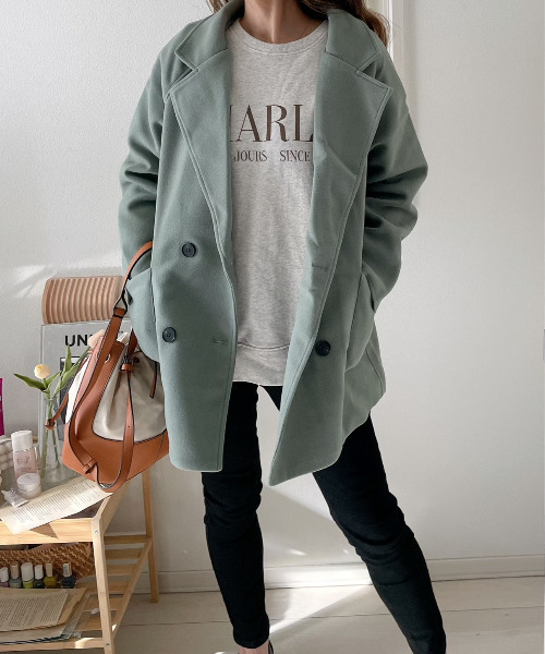 emi+(エミプラス)の「チュニックチェスターコート(テーラードジャケット・レディース・アイボリー/ブラック/モカ/キャメル/モスグリーン・M/L)」の13枚目の写真