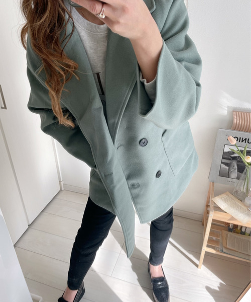 emi+(エミプラス)の「チュニックチェスターコート(テーラードジャケット・レディース・アイボリー/ブラック/モカ/キャメル/モスグリーン・M/L)」の14枚目の写真