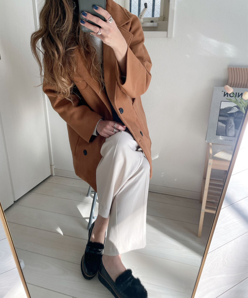 emi+(エミプラス)の「チュニックチェスターコート(テーラードジャケット・レディース・アイボリー/ブラック/モカ/キャメル/モスグリーン・M/L)」の15枚目の写真