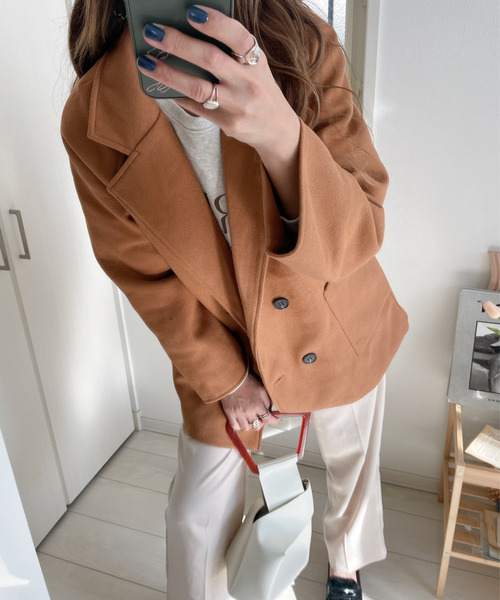 emi+(エミプラス)の「チュニックチェスターコート(テーラードジャケット・レディース・アイボリー/ブラック/モカ/キャメル/モスグリーン・M/L)」の18枚目の写真