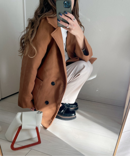 emi+(エミプラス)の「チュニックチェスターコート(テーラードジャケット・レディース・アイボリー/ブラック/モカ/キャメル/モスグリーン・M/L)」の21枚目の写真