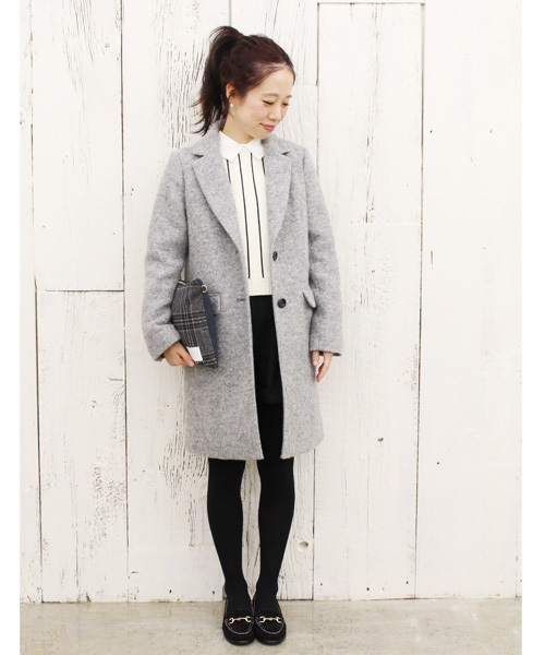 Chico（チコ）の「ロングチェスターコート（チェスターコート・レディース・ネイビー/グレー/ベージュ・FREE）」の2枚目の写真