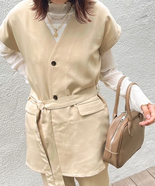 apres jour clair（アプレジュールクレア）の「【apres jour clair】楊柳ハイネックトップス（シャツ/ブラウス・レディース・アイボリー/モカ・X-LARGE/フリー）」の15枚目の写真