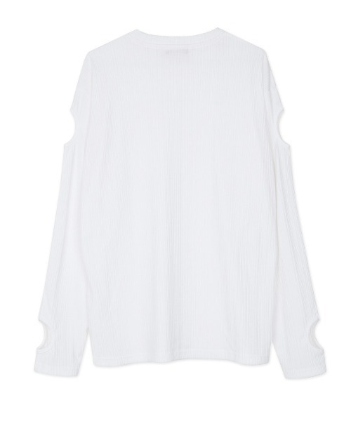 ANOTHERYOUTH（アナザーユース）の「【ANOTHERYOUTH/アナザーユース】cut-out long sleeve/長袖 ロンT（Tシャツ/カットソー・メンズ・ホワイト/ブラック・ONE SIZE）」の11枚目の写真