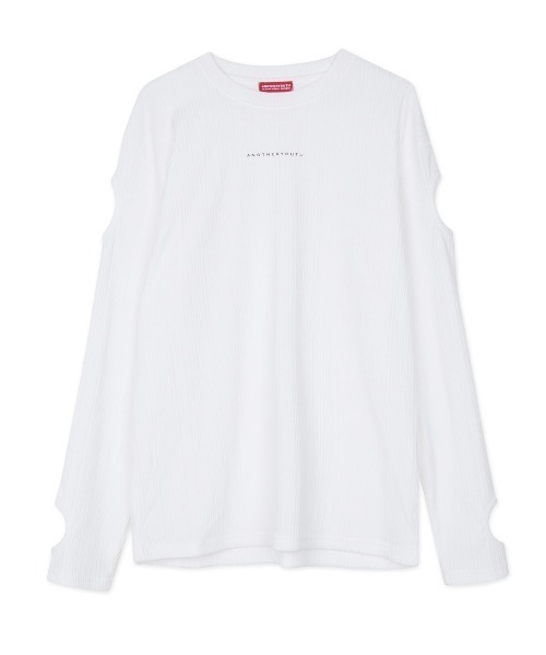 ANOTHERYOUTH（アナザーユース）の「【ANOTHERYOUTH/アナザーユース】cut-out long sleeve/長袖 ロンT（Tシャツ/カットソー・メンズ・ホワイト/ブラック・ONE SIZE）」の5枚目の写真