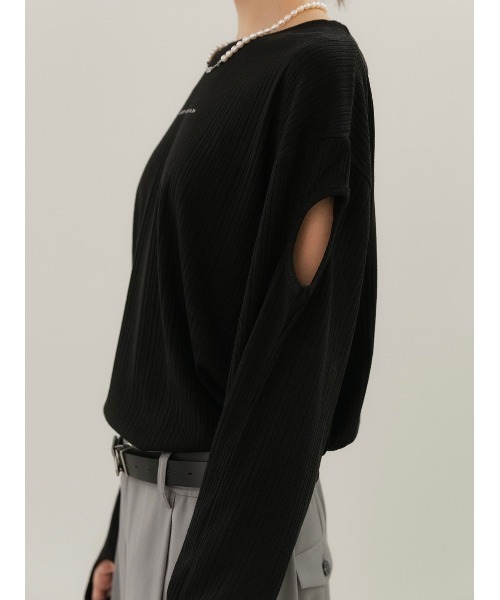 ANOTHERYOUTH（アナザーユース）の「【ANOTHERYOUTH/アナザーユース】cut-out long sleeve/長袖 ロンT（Tシャツ/カットソー・メンズ・ホワイト/ブラック・ONE SIZE）」の19枚目の写真