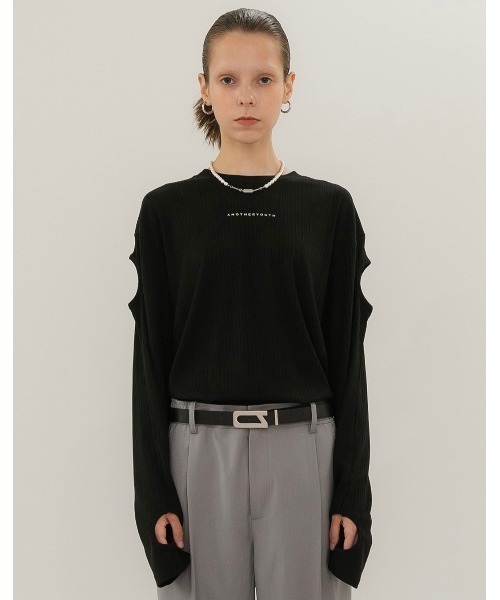 ANOTHERYOUTH（アナザーユース）の「【ANOTHERYOUTH/アナザーユース】cut-out long sleeve/長袖 ロンT（Tシャツ/カットソー・メンズ・ホワイト/ブラック・ONE SIZE）」の22枚目の写真