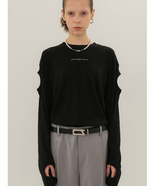 ANOTHERYOUTH（アナザーユース）の「【ANOTHERYOUTH/アナザーユース】cut-out long sleeve/長袖 ロンT（Tシャツ/カットソー・メンズ・ホワイト/ブラック・ONE SIZE）」の14枚目の写真