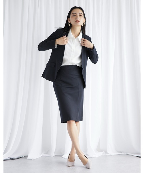 WHITE JOOLA(ホワイトジョーラ)の「【SOFT THERMO 発熱・保温・ソフトタッチ!シワになりにくい♪冬のスーツはコレ♪】サーモカルゼジャージ・2wayストレッチタイトスカート(裏付き)(スカート・レディース・ブラウン/カーキ/ネイビー・61/64/67)」の11枚目の写真