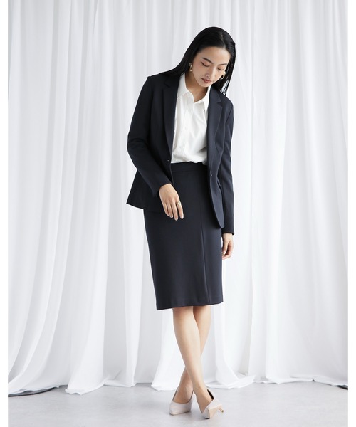 WHITE JOOLA(ホワイトジョーラ)の「【SOFT THERMO 発熱・保温・ソフトタッチ!シワになりにくい♪冬のスーツはコレ♪】サーモカルゼジャージ・2wayストレッチタイトスカート(裏付き)(スカート・レディース・ブラウン/カーキ/ネイビー・61/64/67)」の14枚目の写真