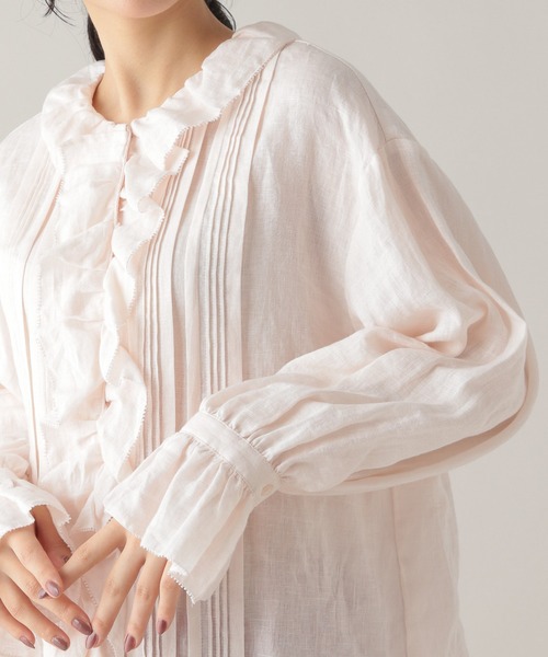 studio CLIP(スタディオクリップ)の「《WEB限定/Natural by studio CLIP》リネンフリルタックブラウス(シャツ/ブラウス・レディース・ライトブルー/ピンク・FREE)」の15枚目の写真