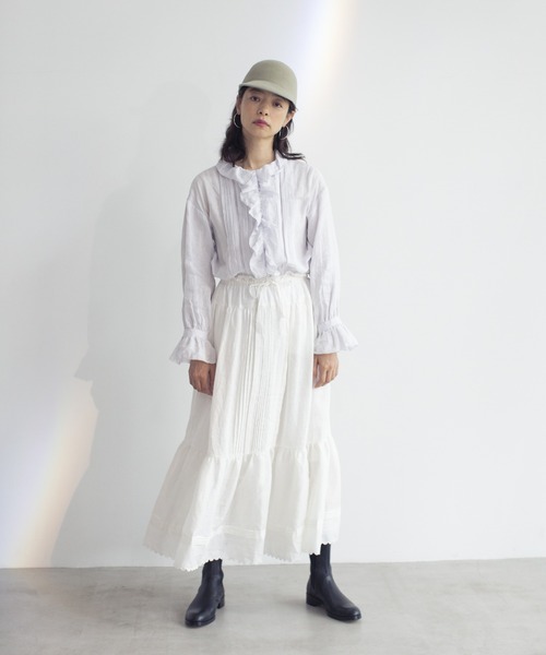 studio CLIP(スタディオクリップ)の「《WEB限定/Natural by studio CLIP》リネンフリルタックブラウス(シャツ/ブラウス・レディース・ライトブルー/ピンク・FREE)」の4枚目の写真