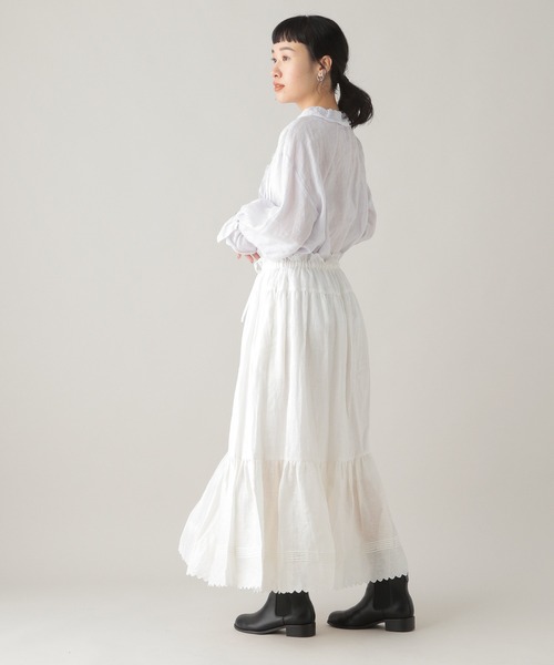 studio CLIP(スタディオクリップ)の「《WEB限定/Natural by studio CLIP》リネンフリルタックブラウス(シャツ/ブラウス・レディース・ライトブルー/ピンク・FREE)」の6枚目の写真