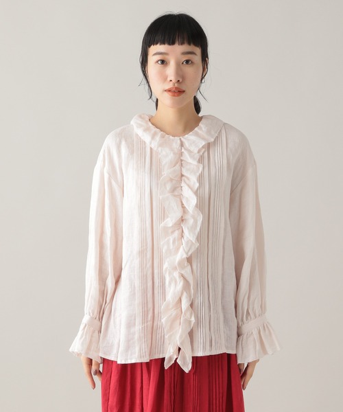 studio CLIP(スタディオクリップ)の「《WEB限定/Natural by studio CLIP》リネンフリルタックブラウス(シャツ/ブラウス・レディース・ライトブルー/ピンク・FREE)」の10枚目の写真