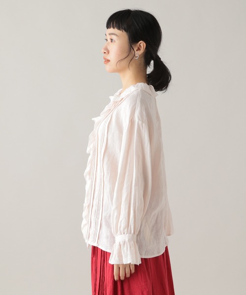 studio CLIP(スタディオクリップ)の「《WEB限定/Natural by studio CLIP》リネンフリルタックブラウス(シャツ/ブラウス・レディース・ライトブルー/ピンク・FREE)」の11枚目の写真