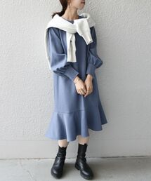 SHIPS any:〈ウォッシャブル〉ペプラム ヘム ミニ ワンピース◇