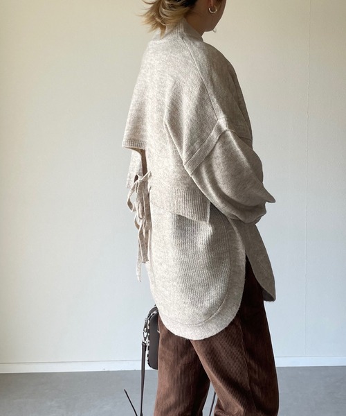 y/m by misato（イムバイミサト）の「ミックスヤーンレイヤードトップス（ニット/セーター・レディース・パープル/ブラウン/グレイッシュベージュ・FREE）」の13枚目の写真