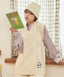 【AQO STUDIO SPACE × BLONDNINE】AQO X BLDN BEAR KNIT VEST / アコスタジオスペース×ブロンドナイン コラボ ベアー ニットベスト