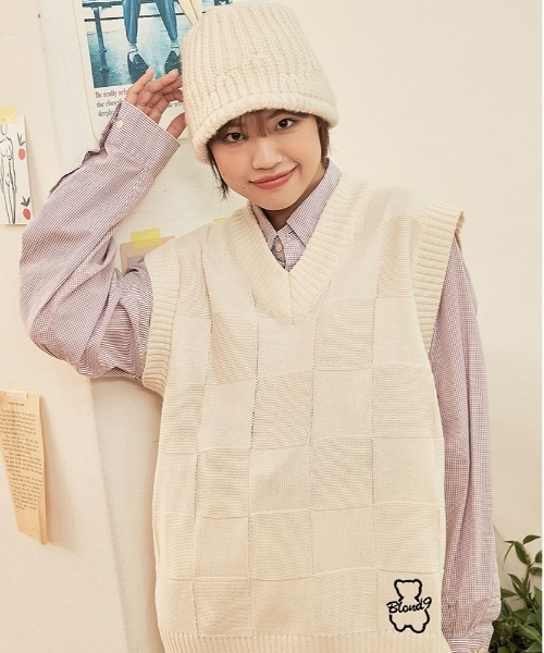 AQO STUDIO SPACE(アコスタジオスペース)の「【AQO STUDIO SPACE × BLONDNINE】AQO X BLDN BEAR KNIT VEST / アコスタジオスペース×ブロンドナイン コラボ ベアー ニットベスト(ベスト・レディース・ブラック/アイボリー・FREE)」の11枚目の写真