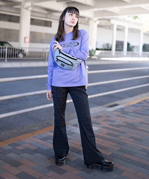 X-girl（エックスガール）の「HEXAGRAM JERSEY FLARE PANTS（その他パンツ・レディース・ブラック/ベージュ・XS/S/M）」の7枚目の写真