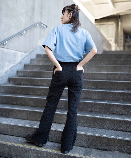 X-girl（エックスガール）の「HEXAGRAM JERSEY FLARE PANTS（その他パンツ・レディース・ブラック/ベージュ・XS/S/M）」の9枚目の写真