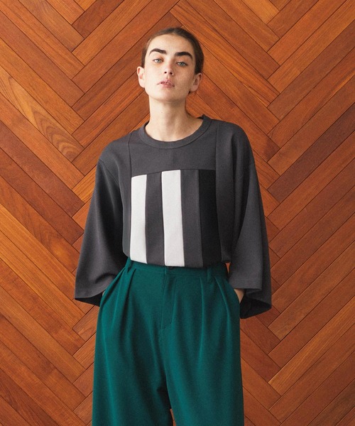 SHAREEF(シャリーフ)の「MILAN RIB SWITHING BIG-T(Tシャツ/カットソー・メンズ・ブラック/グリーン/ホワイト系その他/チャコール・1/2/3)」の3枚目の写真