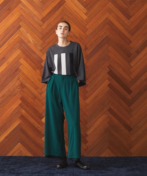 SHAREEF(シャリーフ)の「MILAN RIB SWITHING BIG-T(Tシャツ/カットソー・メンズ・ブラック/グリーン/ホワイト系その他/チャコール・1/2/3)」の22枚目の写真