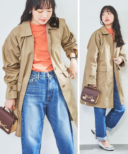 coen（コーエン）の「サイドスリットステンカラーコート#（ステンカラーコート・レディース・ベージュ/ネイビー/オフホワイト・SMALL/LARGE/MEDIUM）」の6枚目の写真