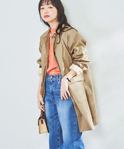 coen（コーエン）の「サイドスリットステンカラーコート#（ステンカラーコート・レディース・ベージュ/ネイビー/オフホワイト・SMALL/LARGE/MEDIUM）」の7枚目の写真