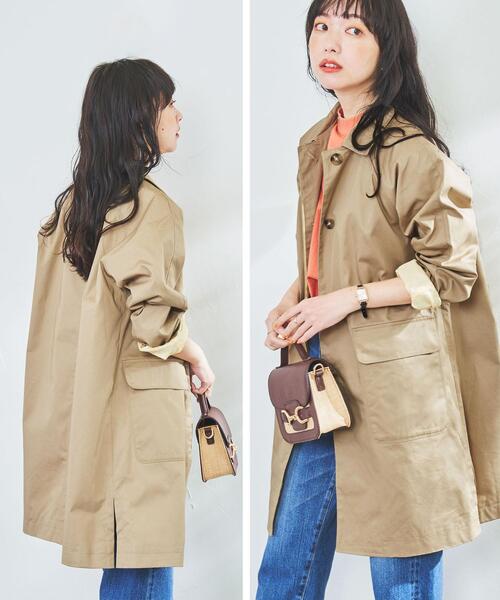 coen（コーエン）の「サイドスリットステンカラーコート#（ステンカラーコート・レディース・ベージュ/ネイビー/オフホワイト・SMALL/LARGE/MEDIUM）」の9枚目の写真