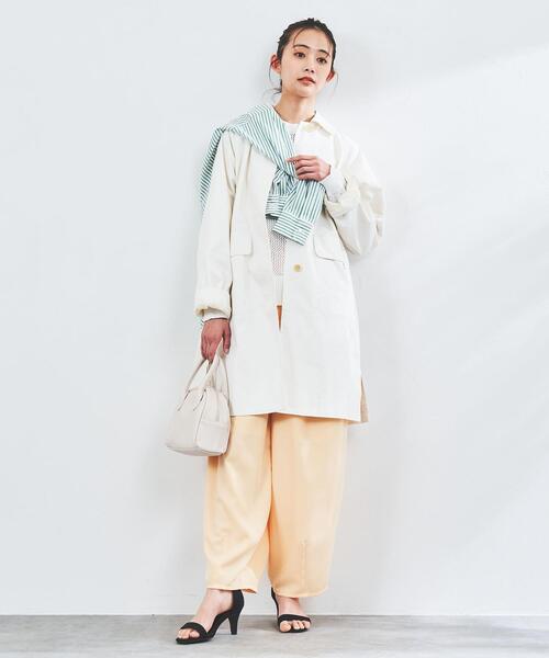 coen（コーエン）の「サイドスリットステンカラーコート#（ステンカラーコート・レディース・ベージュ/ネイビー/オフホワイト・SMALL/LARGE/MEDIUM）」の15枚目の写真