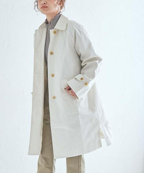 coen（コーエン）の「サイドスリットステンカラーコート#（ステンカラーコート・レディース・ベージュ/ネイビー/オフホワイト・SMALL/LARGE/MEDIUM）」の18枚目の写真