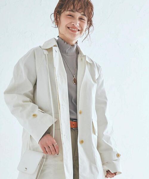 coen（コーエン）の「サイドスリットステンカラーコート#（ステンカラーコート・レディース・ベージュ/ネイビー/オフホワイト・SMALL/LARGE/MEDIUM）」の19枚目の写真