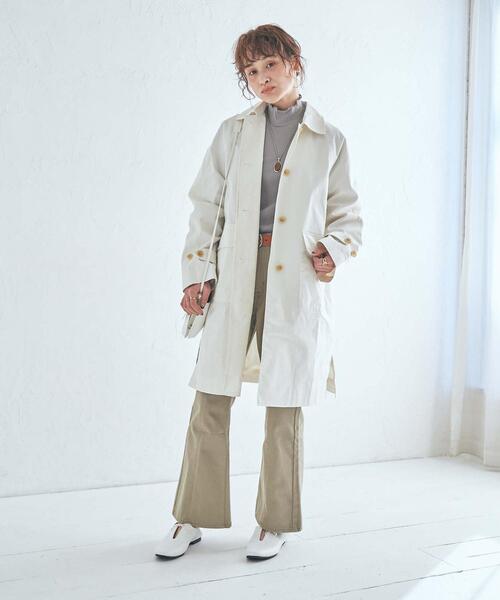 coen（コーエン）の「サイドスリットステンカラーコート#（ステンカラーコート・レディース・ベージュ/ネイビー/オフホワイト・SMALL/LARGE/MEDIUM）」の20枚目の写真
