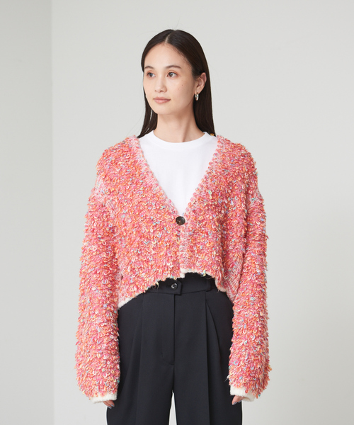 boussole（ブソル）の「【BOUSSOLE×qualite】カラーパイルニットカーデ（カーディガン/ボレロ・レディース・ライトブルー/ピンク・フリー）」の10枚目の写真