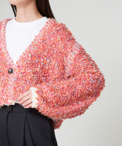 boussole（ブソル）の「【BOUSSOLE×qualite】カラーパイルニットカーデ（カーディガン/ボレロ・レディース・ライトブルー/ピンク・フリー）」の13枚目の写真