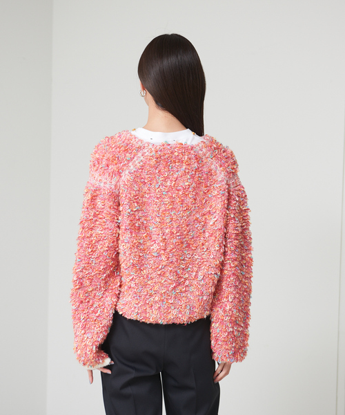 boussole（ブソル）の「【BOUSSOLE×qualite】カラーパイルニットカーデ（カーディガン/ボレロ・レディース・ライトブルー/ピンク・フリー）」の14枚目の写真