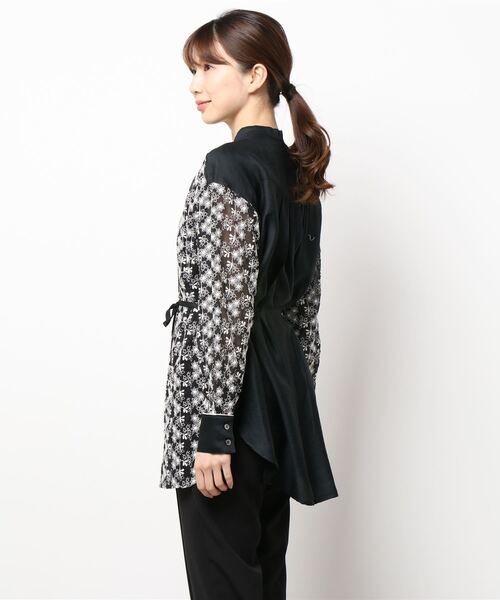 DIARIUM（ディアリウム）の「モダールナイロンシャツブラウス（シャツ/ブラウス・レディース・ブラック/アイボリー・M）」の11枚目の写真