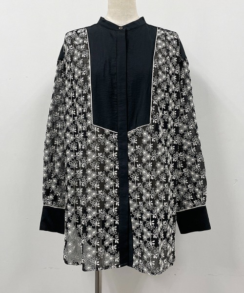 DIARIUM（ディアリウム）の「モダールナイロンシャツブラウス（シャツ/ブラウス・レディース・ブラック/アイボリー・M）」の14枚目の写真